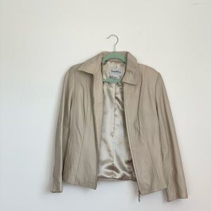 Pamela McCoy Vintage Beige Leather Jacket – Size XS